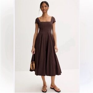 STAUD Short Sleeve Wells Midi Dress